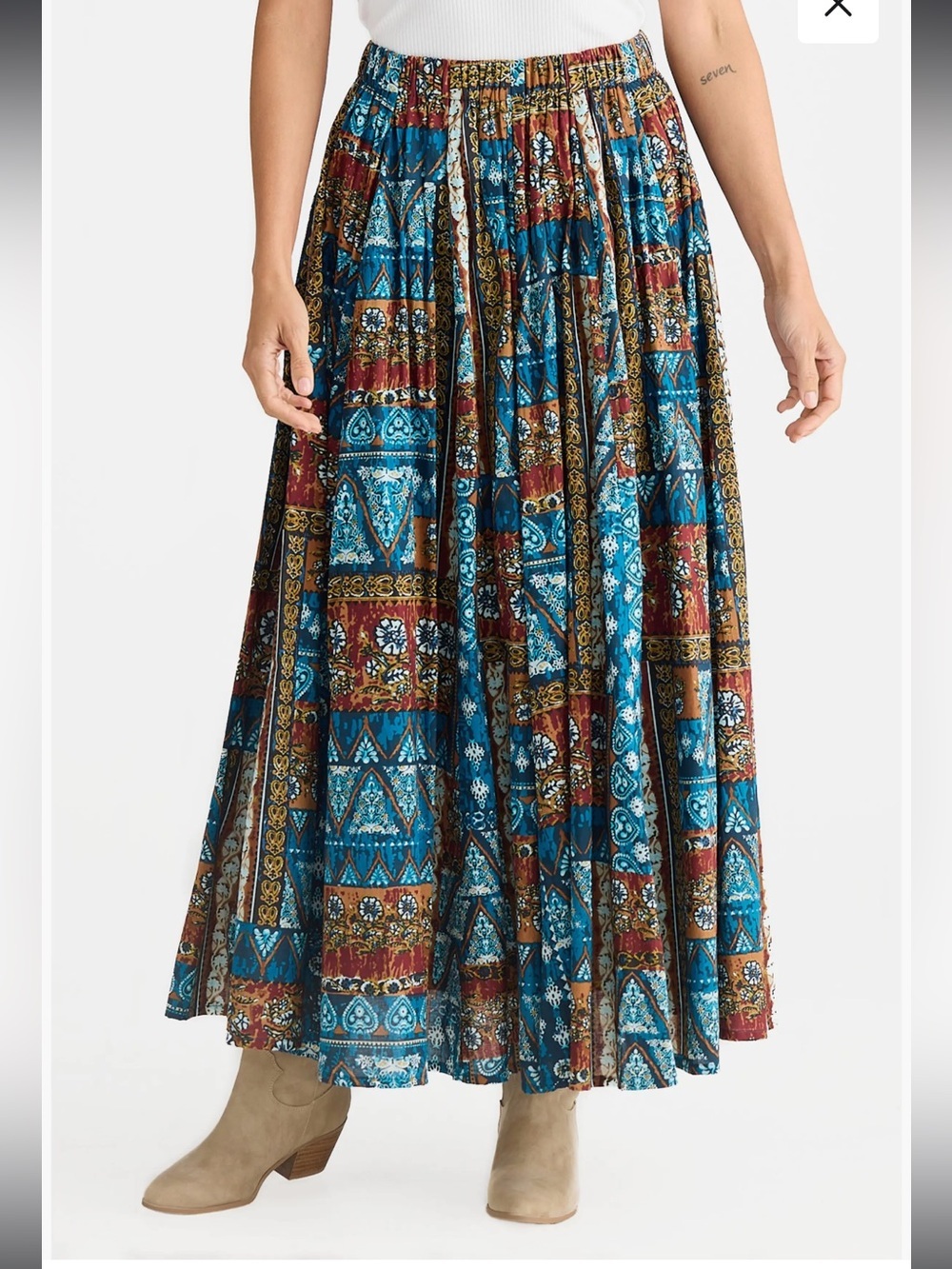 Talisman Twighlight Patchwork Print Cotton Maxi Skirt